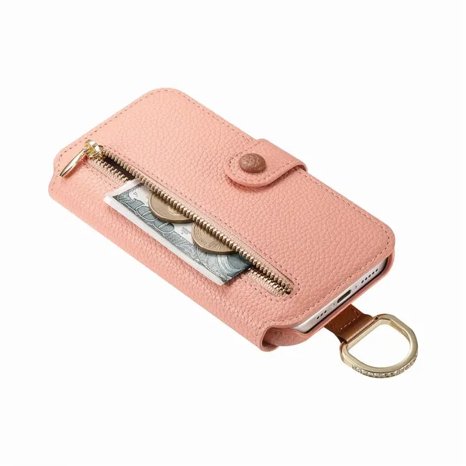 Housse Portefeuille iPhone 17 avec Poche Zippée et Support RFID