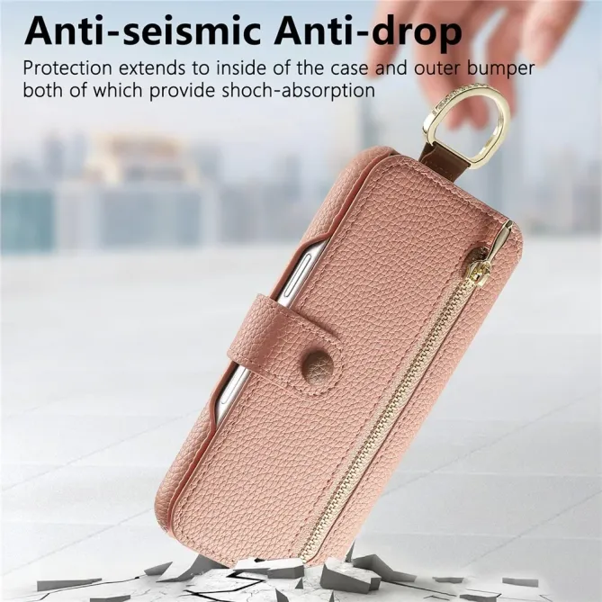 Housse Portefeuille iPhone 17 avec Poche Zippée et Support RFID