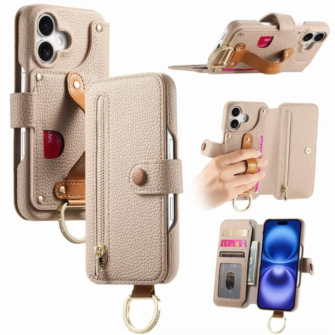 Housse Portefeuille iPhone 17 avec Poche Zippée et Support RFID