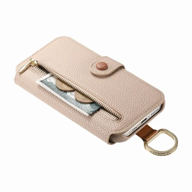 Housse Portefeuille iPhone 17 avec Poche Zippée et Support RFID