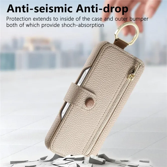 Housse Portefeuille iPhone 17 avec Poche Zippée et Support RFID