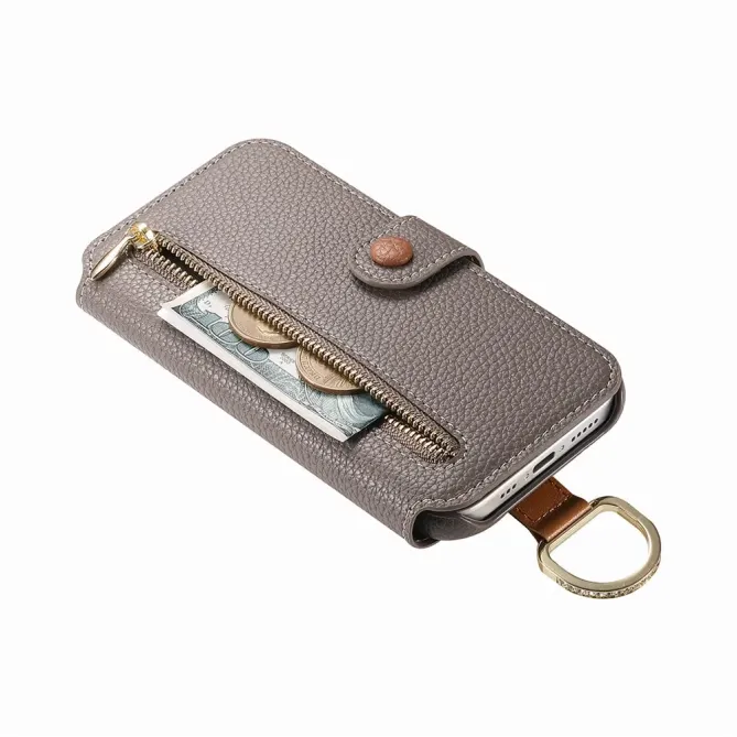 Housse Portefeuille iPhone 17 avec Poche Zippée et Support RFID
