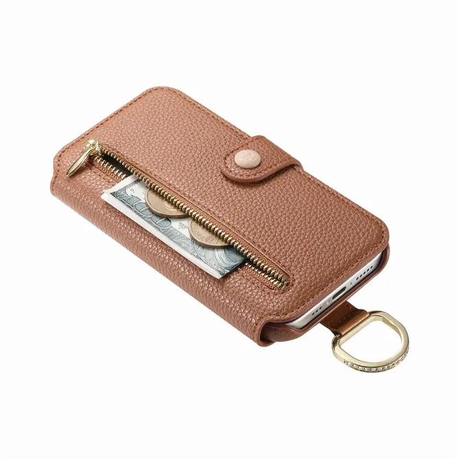 Housse Portefeuille iPhone 17 avec Poche Zippée et Support RFID