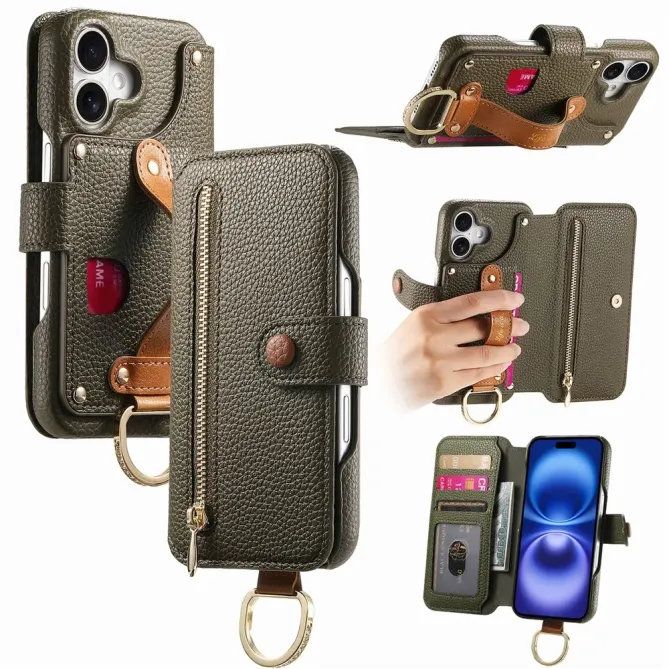 Housse Portefeuille iPhone 17 avec Poche Zippée et Support RFID
