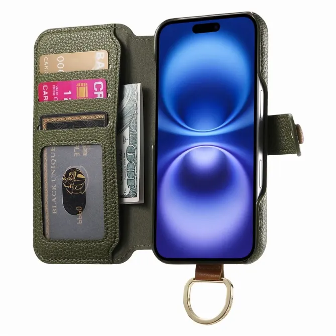 Housse Portefeuille iPhone 17 avec Poche Zippée et Support RFID