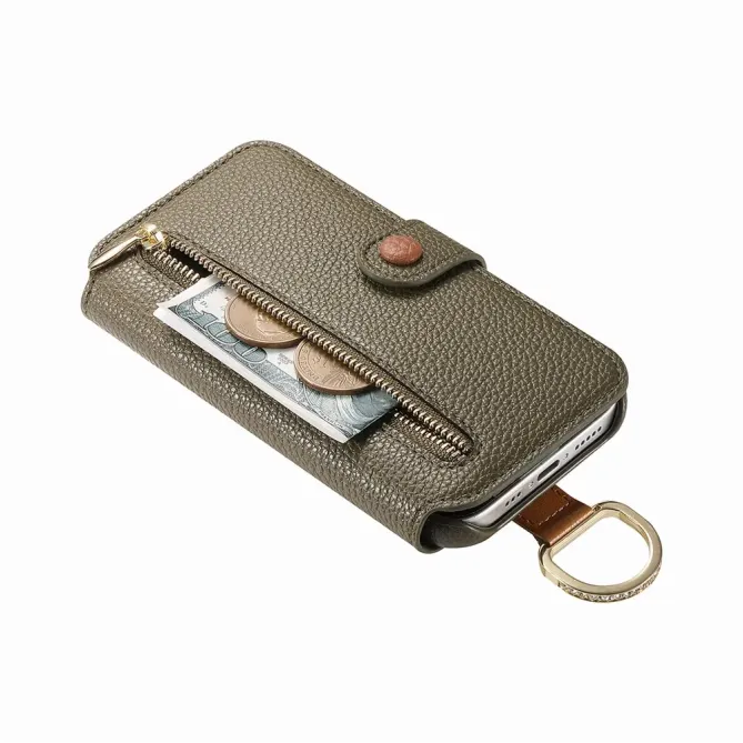 Housse Portefeuille iPhone 17 avec Poche Zippée et Support RFID