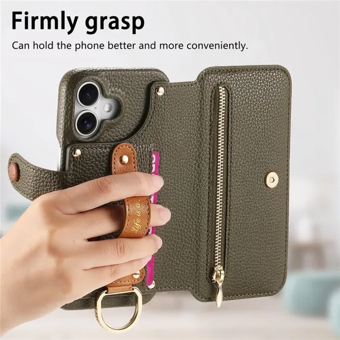 Housse Portefeuille iPhone 17 avec Poche Zippée et Support RFID