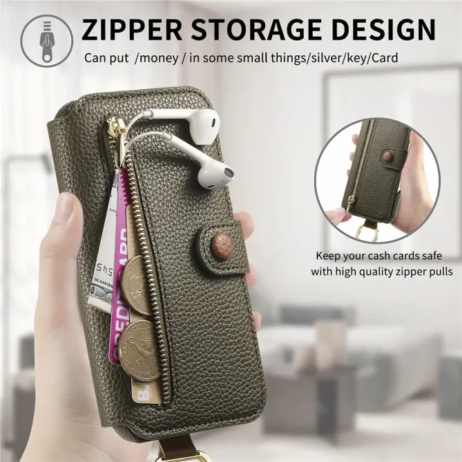 Housse Portefeuille iPhone 17 avec Poche Zippée et Support RFID