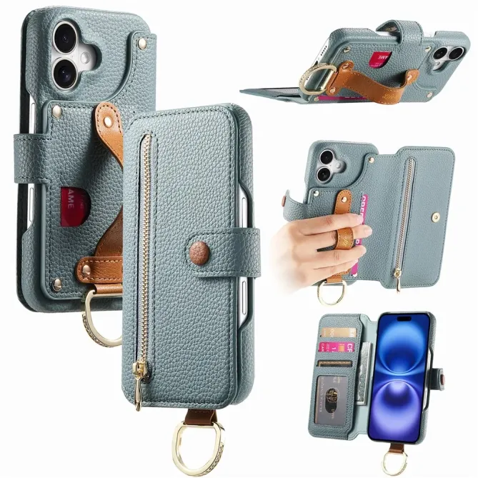 Housse Portefeuille iPhone 17 avec Poche Zippée et Support RFID