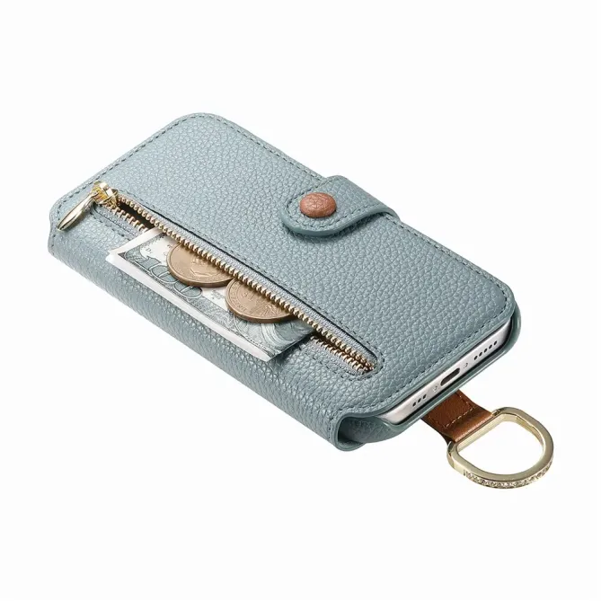 Housse Portefeuille iPhone 17 avec Poche Zippée et Support RFID