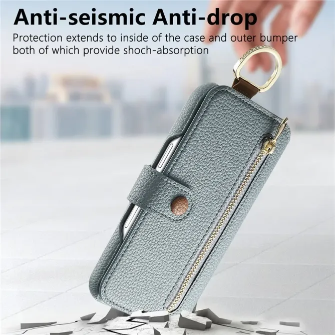 Housse Portefeuille iPhone 17 avec Poche Zippée et Support RFID
