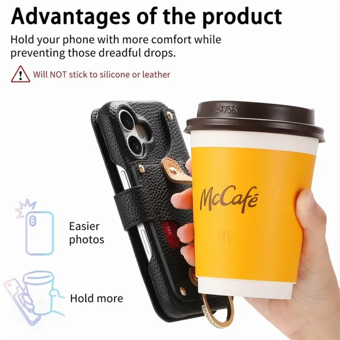 Housse Portefeuille iPhone 17 avec Poche Zippée et Support RFID