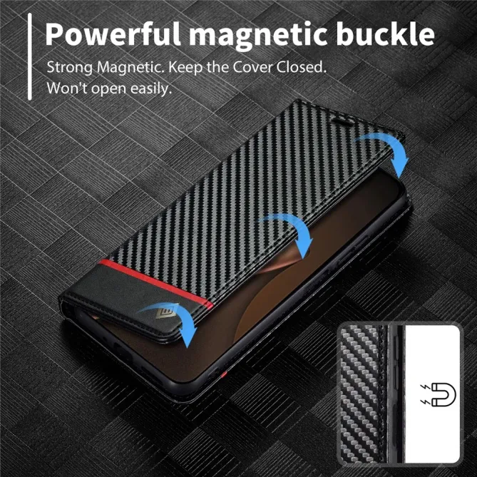 Flip cover Xiaomi 15T fibre de carbone Horizontal Stripe