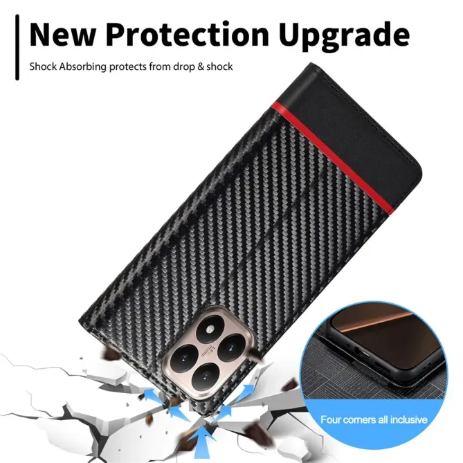 Flip cover Xiaomi 15T fibre de carbone Horizontal Stripe