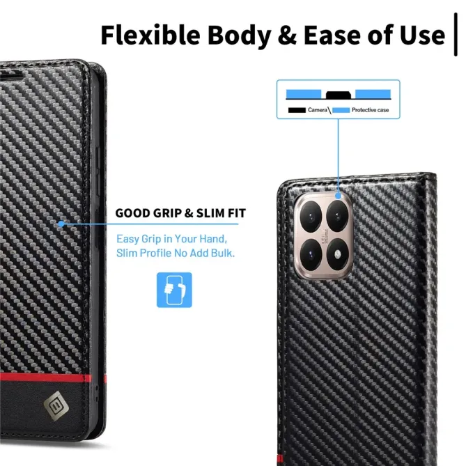 Flip cover Xiaomi 15T fibre de carbone Horizontal Stripe