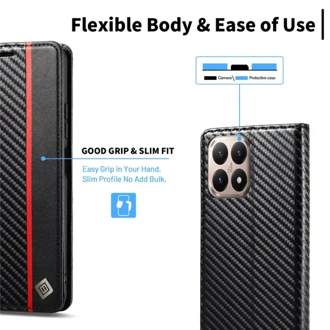 Flip cover Xiaomi 15T fibre de carbone Vertical Stripe