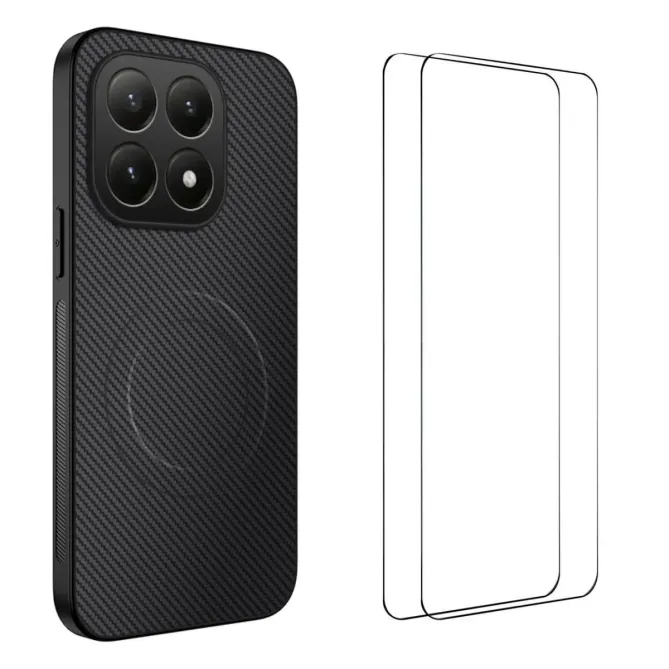 Coque Xiaomi 15T Carbone Magnétique avec 2 Verres Trempés