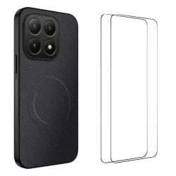 Coque Xiaomi 15T Carbone Magnétique avec 2 Verres Trempés