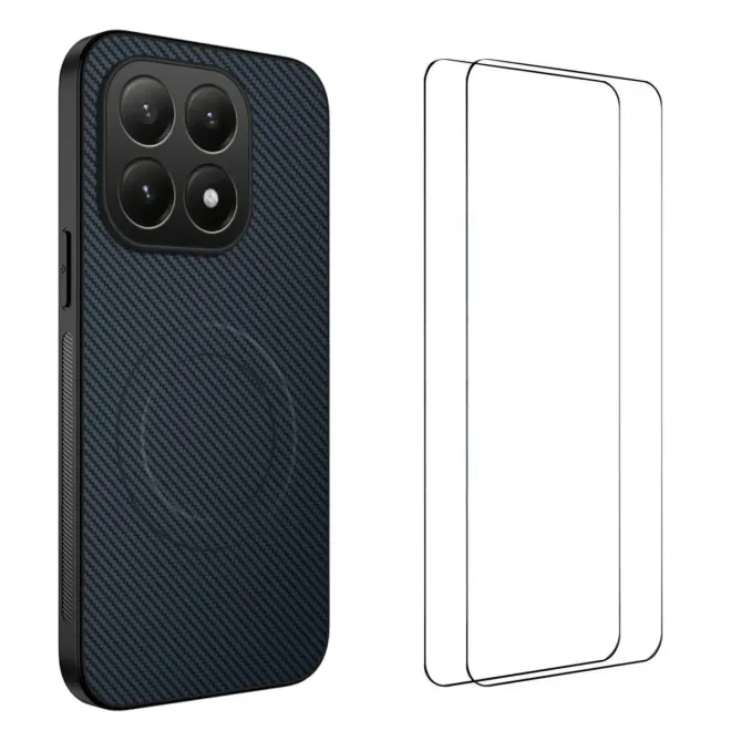 Coque Xiaomi 15T Carbone Magnétique avec 2 Verres Trempés