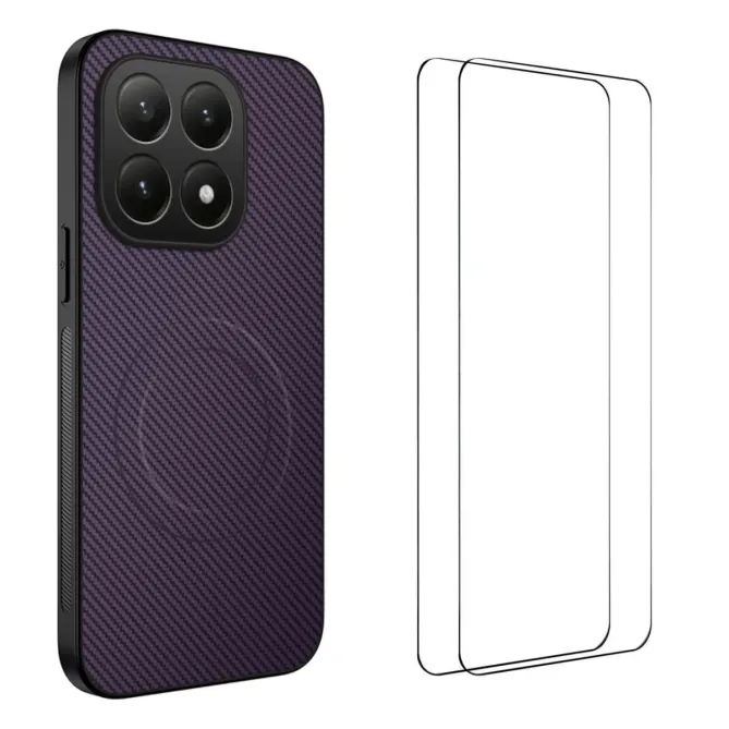 Coque Xiaomi 15T Carbone Magnétique avec 2 Verres Trempés