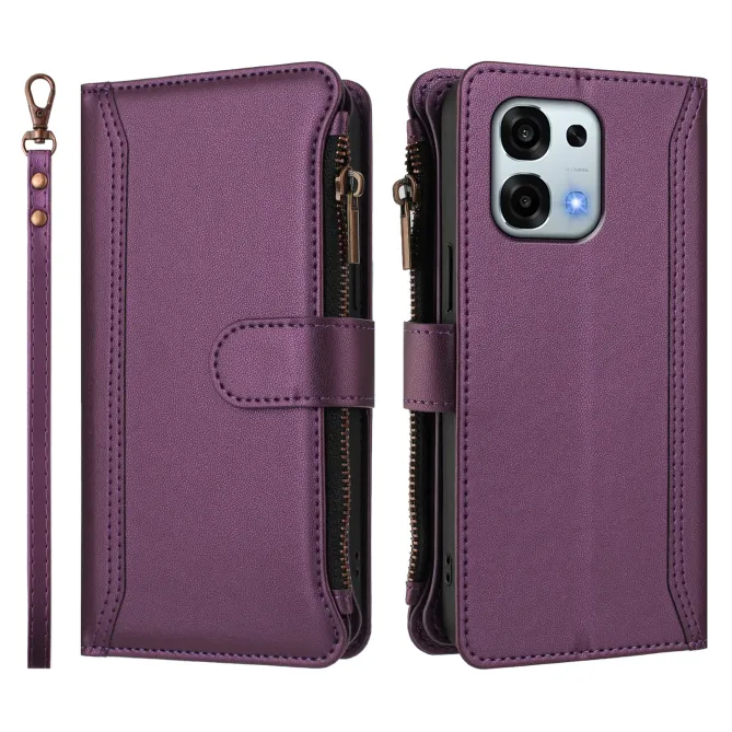 Housse Oppo A6 Pro avec Lanière | 9 Cartes à Fermeture Zippée