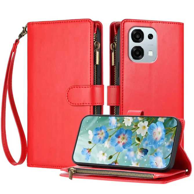 Housse Portefeuille Oppo A6 Pro Grande Capacité avec Poche Zippée