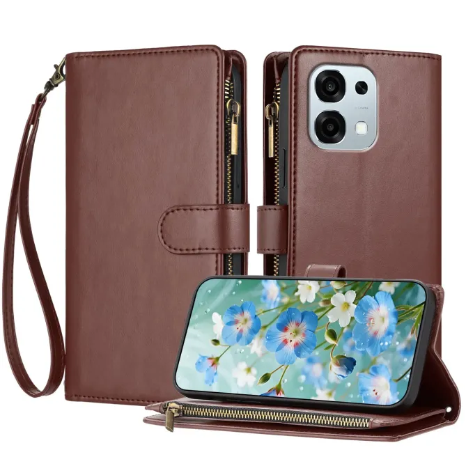 Housse Portefeuille Oppo A6 Pro Grande Capacité avec Poche Zippée