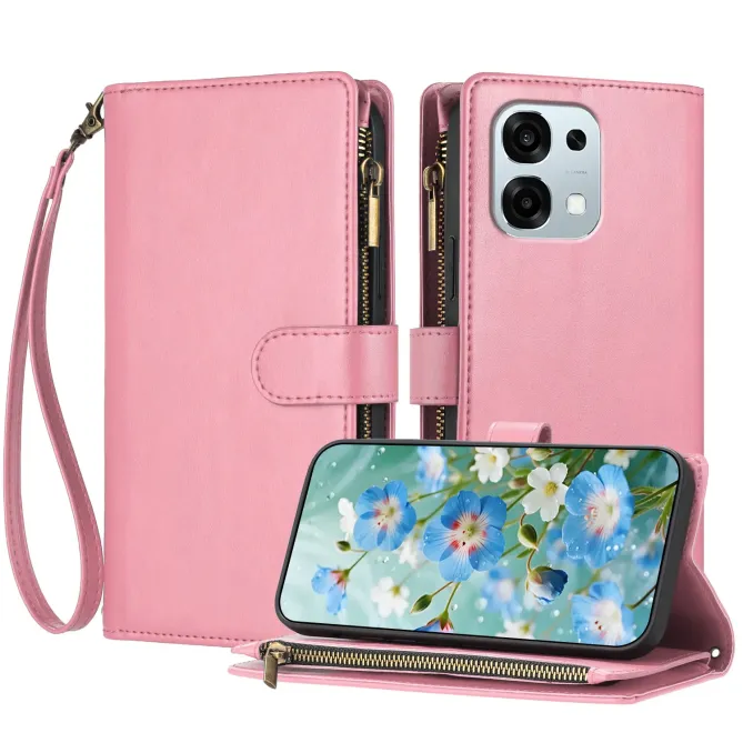 Housse Portefeuille Oppo A6 Pro Grande Capacité avec Poche Zippée