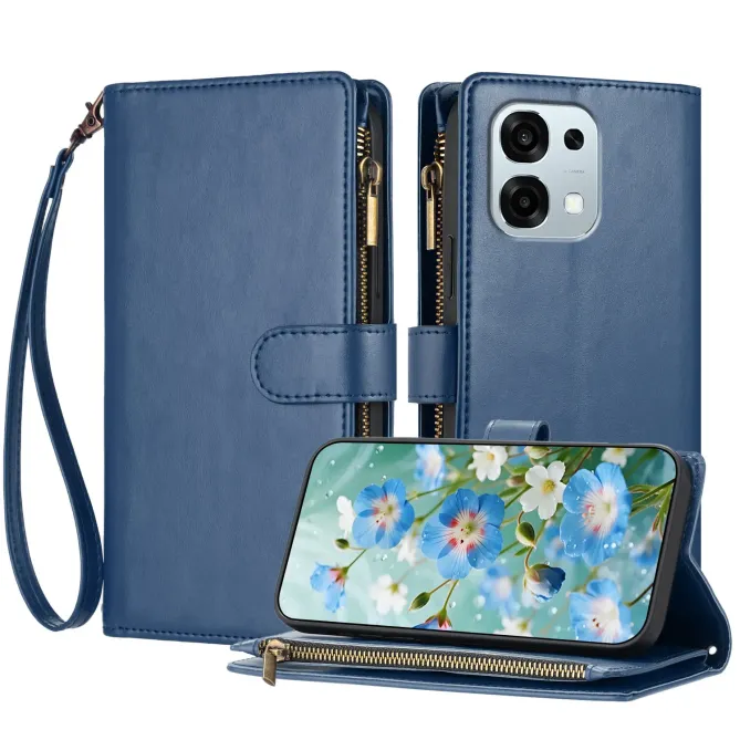 Housse Portefeuille Oppo A6 Pro Grande Capacité avec Poche Zippée