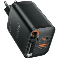 Chargeur rapide 40W GaN USB A & USB C + câble rétractable