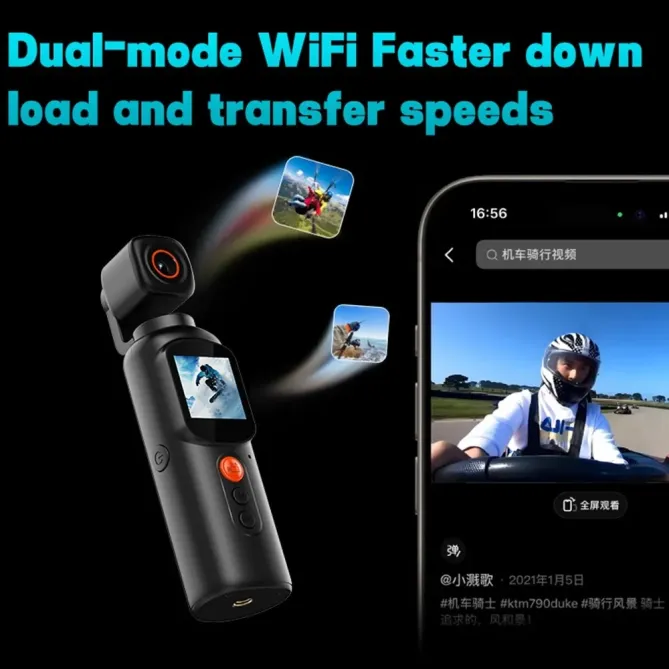 Caméra action 4K gimbal rotatif + carte 32GB