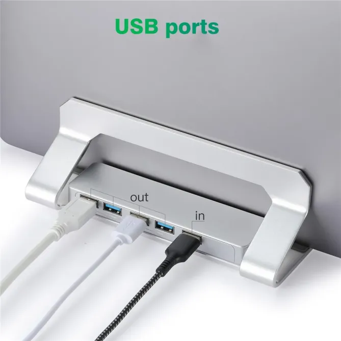 Support vertical ordinateur avec hub USB 4 ports