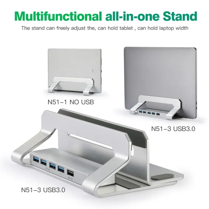 Support vertical ordinateur avec hub USB 4 ports