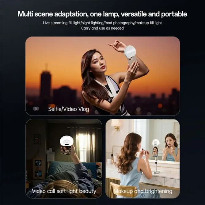 Lampe selfie portable LED clip 3 modes | Luna