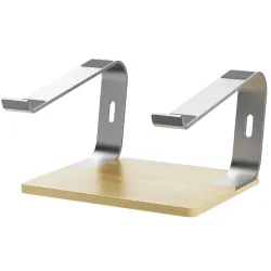 Support bureau aluminium/bois base épaisse ordinateur portable