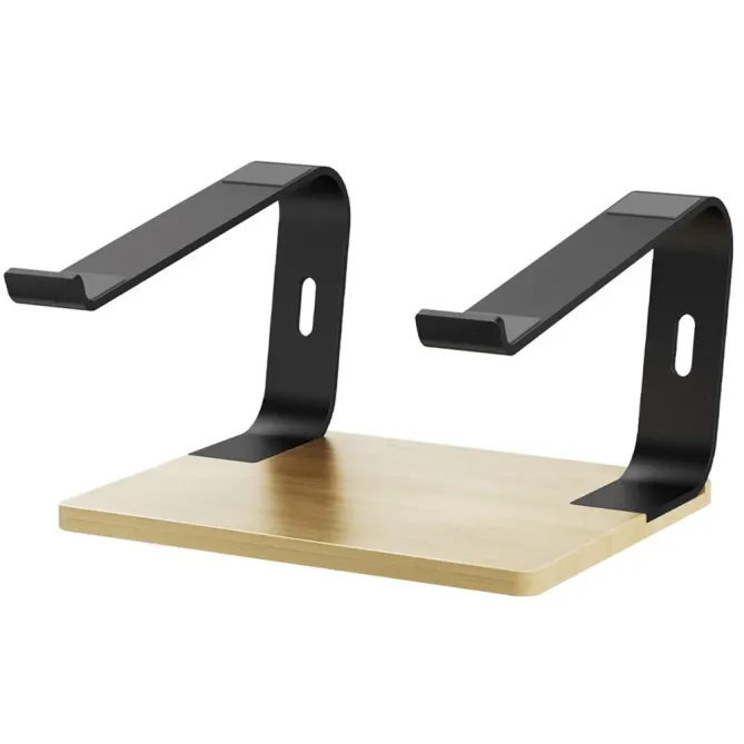 Support bureau aluminium/bois base épaisse ordinateur portable Noir - photo 8