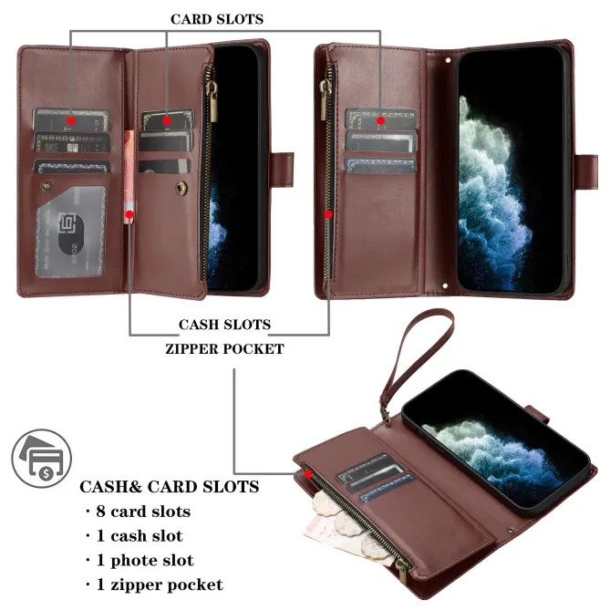 Housse Portefeuille OnePlus 15 Grande Capacité avec Poche Zippée