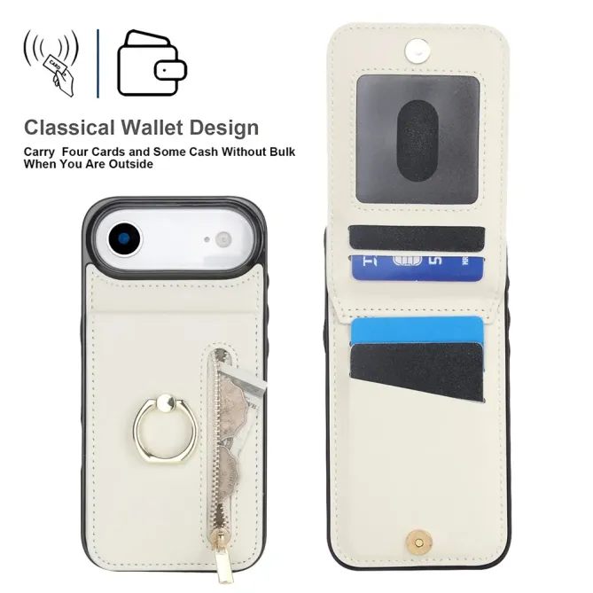 Coque iPhone Air Zippée RFID Porte-cartes Rétro