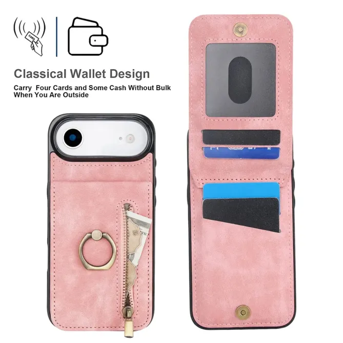 Coque iPhone Air Zippée RFID Porte-cartes Rétro
