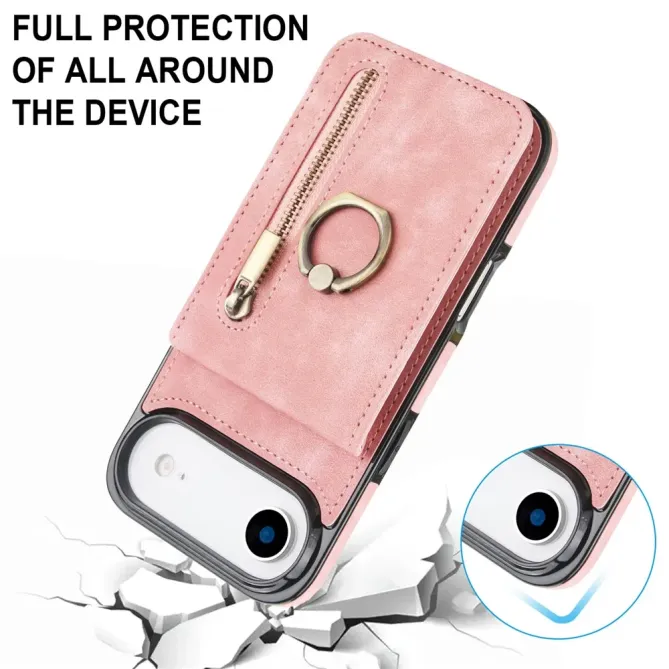 Coque iPhone Air Zippée RFID Porte-cartes Rétro