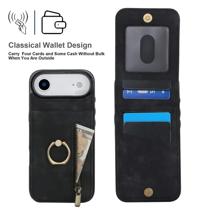 Coque iPhone Air Zippée RFID Porte-cartes Rétro