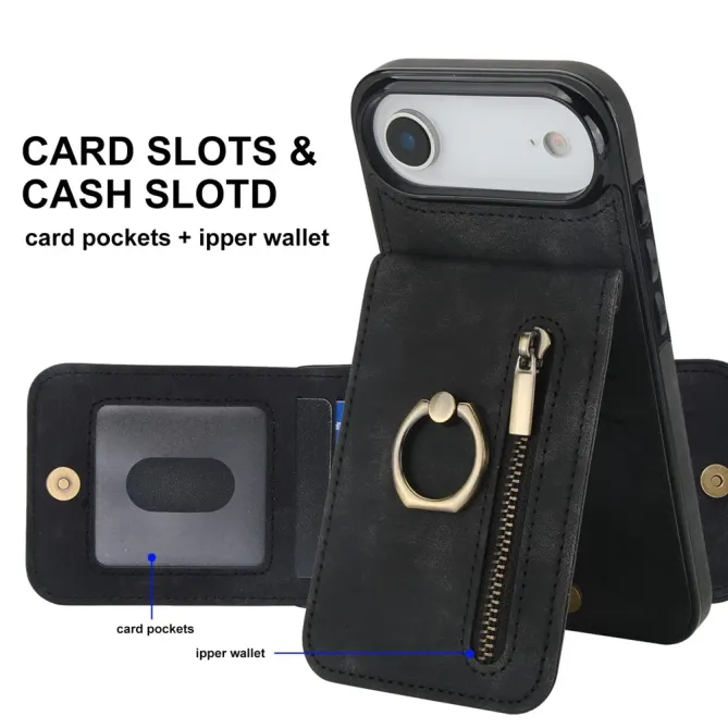 Coque iPhone Air Zippée RFID Porte-cartes Rétro