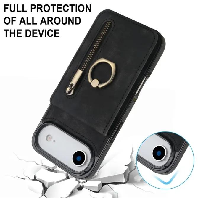 Coque iPhone Air Zippée RFID Porte-cartes Rétro