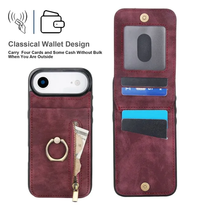 Coque iPhone Air Zippée RFID Porte-cartes Rétro