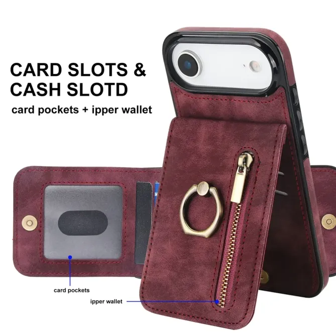 Coque iPhone Air Zippée RFID Porte-cartes Rétro