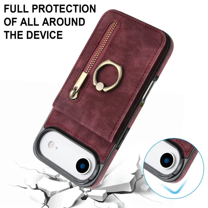 Coque iPhone Air Zippée RFID Porte-cartes Rétro