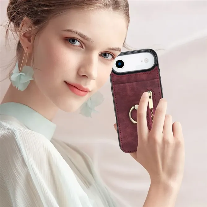 Coque iPhone Air Zippée RFID Porte-cartes Rétro