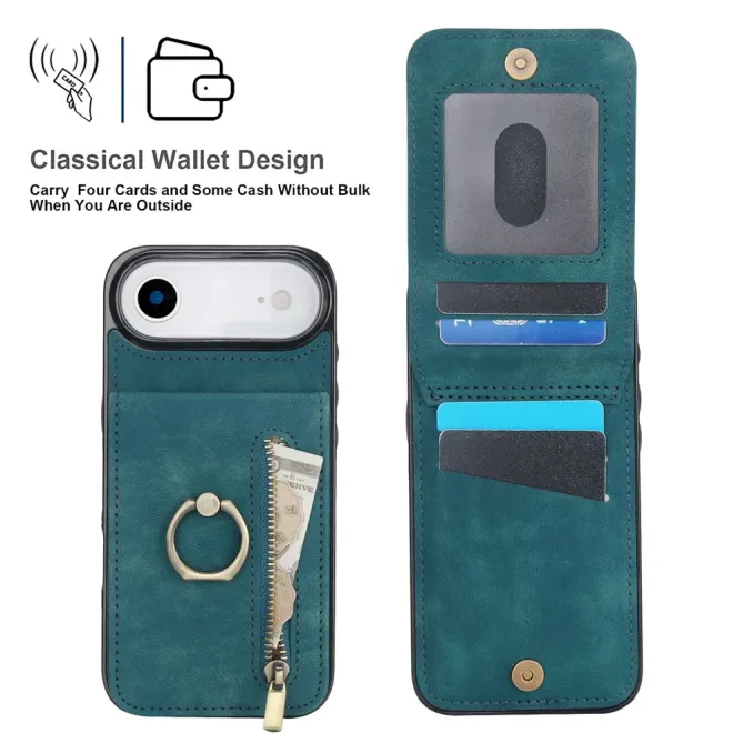 Coque iPhone Air Zippée RFID Porte-cartes Rétro