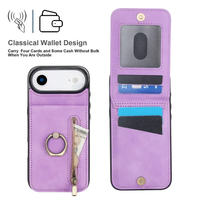 Coque iPhone Air Zippée RFID Porte-cartes Rétro