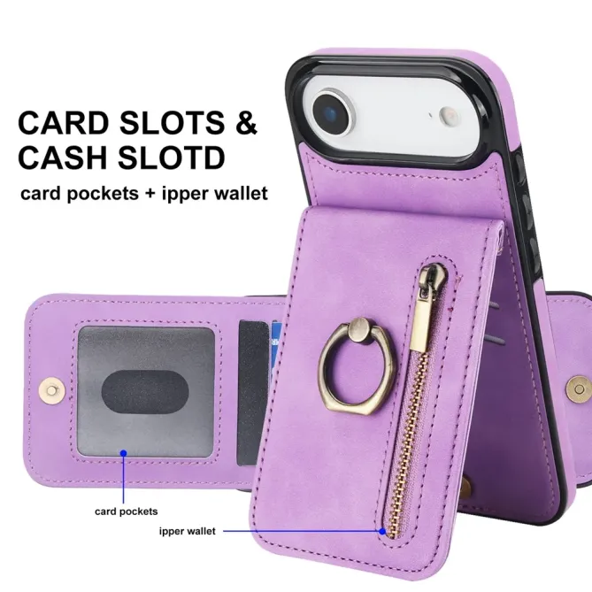 Coque iPhone Air Zippée RFID Porte-cartes Rétro